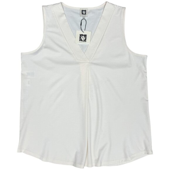 NWT Women's ANNE‎ KLEIN Harmony Knit Pleat Neck Shell Sleeveless Top | Size M - Picture 4 of 8
